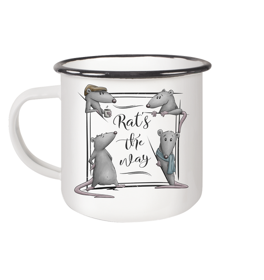 Rat’s The Way Kaffeehaus Ratten - Emaille Tasse (Black)