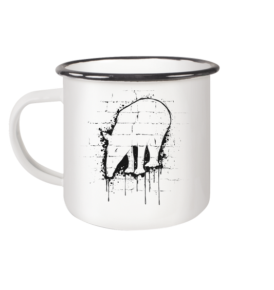 Urban Street Art Tapir - Emaille Tasse (Black)