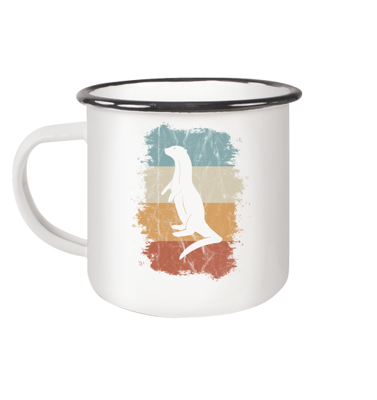 Retro Otter Fischotter Silhouette - Emaille Tasse (Black)