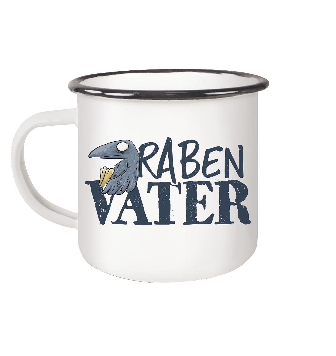 Rabenvater Krähenpapa - Emaille Tasse (Black)