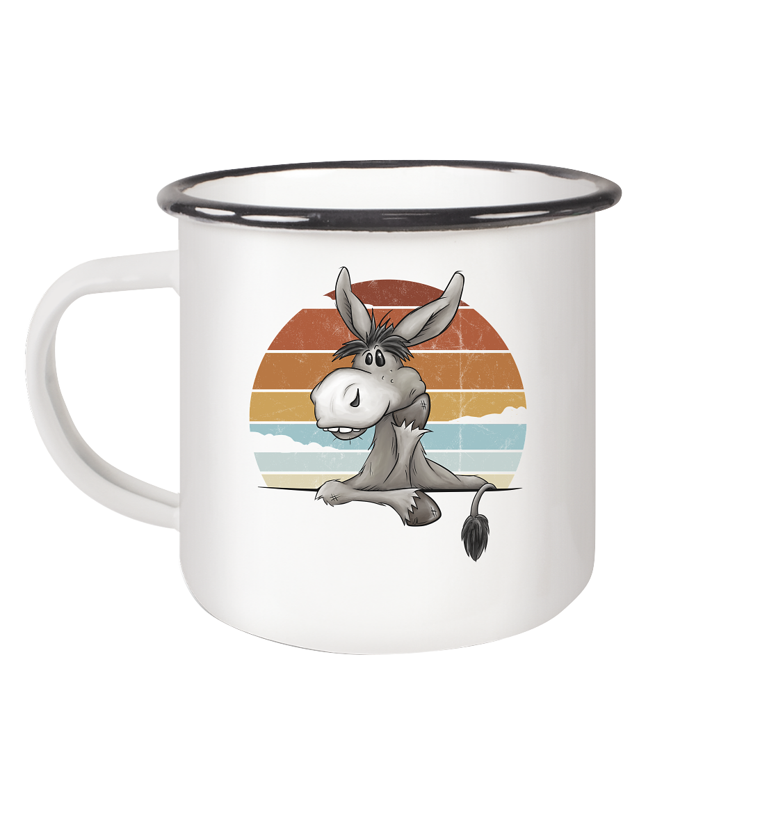 Lässiges Maultier Retro Esel - Emaille Tasse (Black)