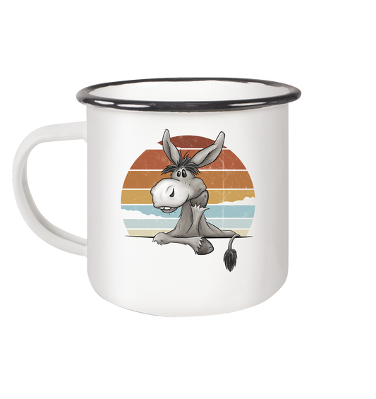 Lässiges Maultier Retro Esel - Emaille Tasse (Black)