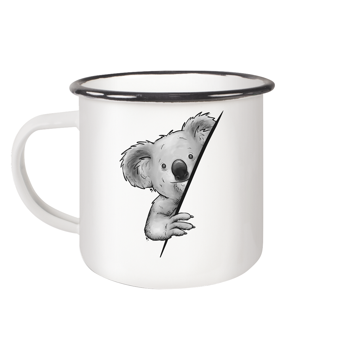 Koala Bär Illustration - Emaille Tasse (Black)