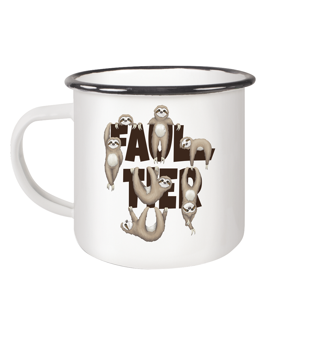 Viele gechillte Faultiere - Emaille Tasse (Black)