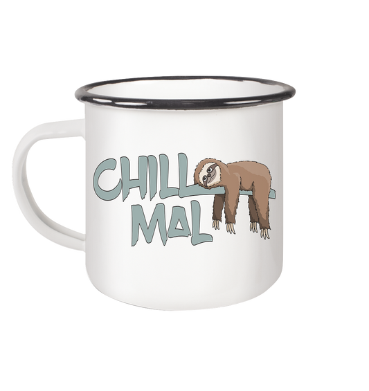Chill Mal Faultier - Emaille Tasse (Black)