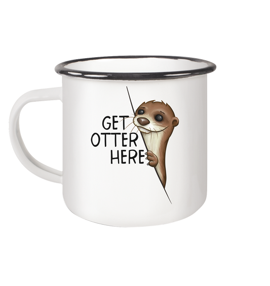 Get Otter Here | Lustiger Otter Kalauer - Emaille Tasse (Black)