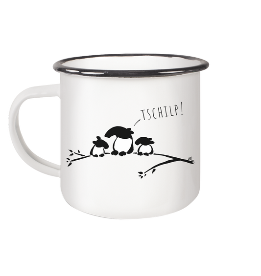 Drei kleine Tapir-Vögel - Emaille Tasse (Black)