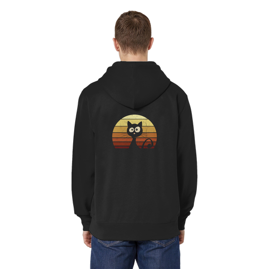 Katze vor Retro Sonnenuntergang - Organic Relaxed Zipper