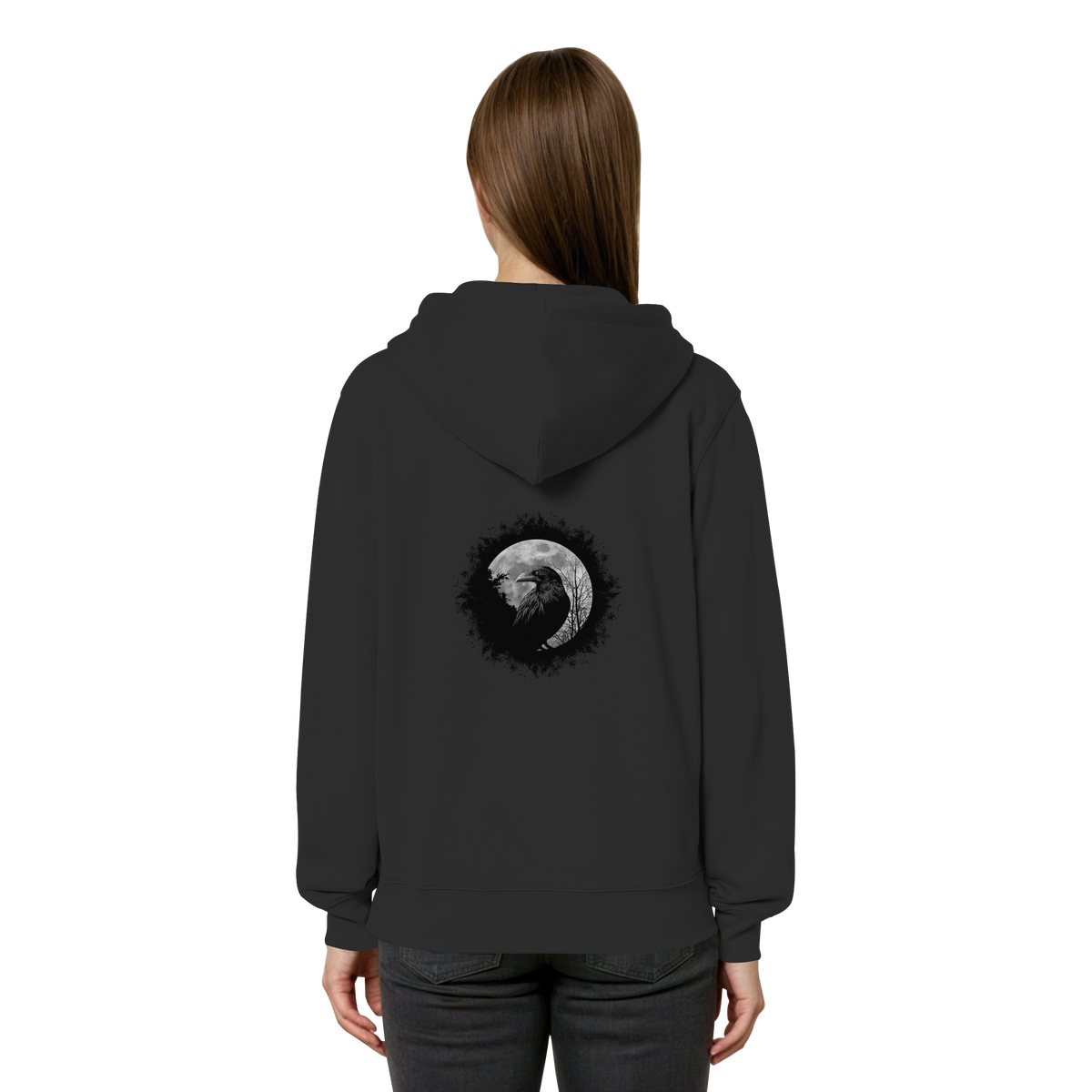 Schwarzer Rabe bei Vollmond - Organic Relaxed Zipper