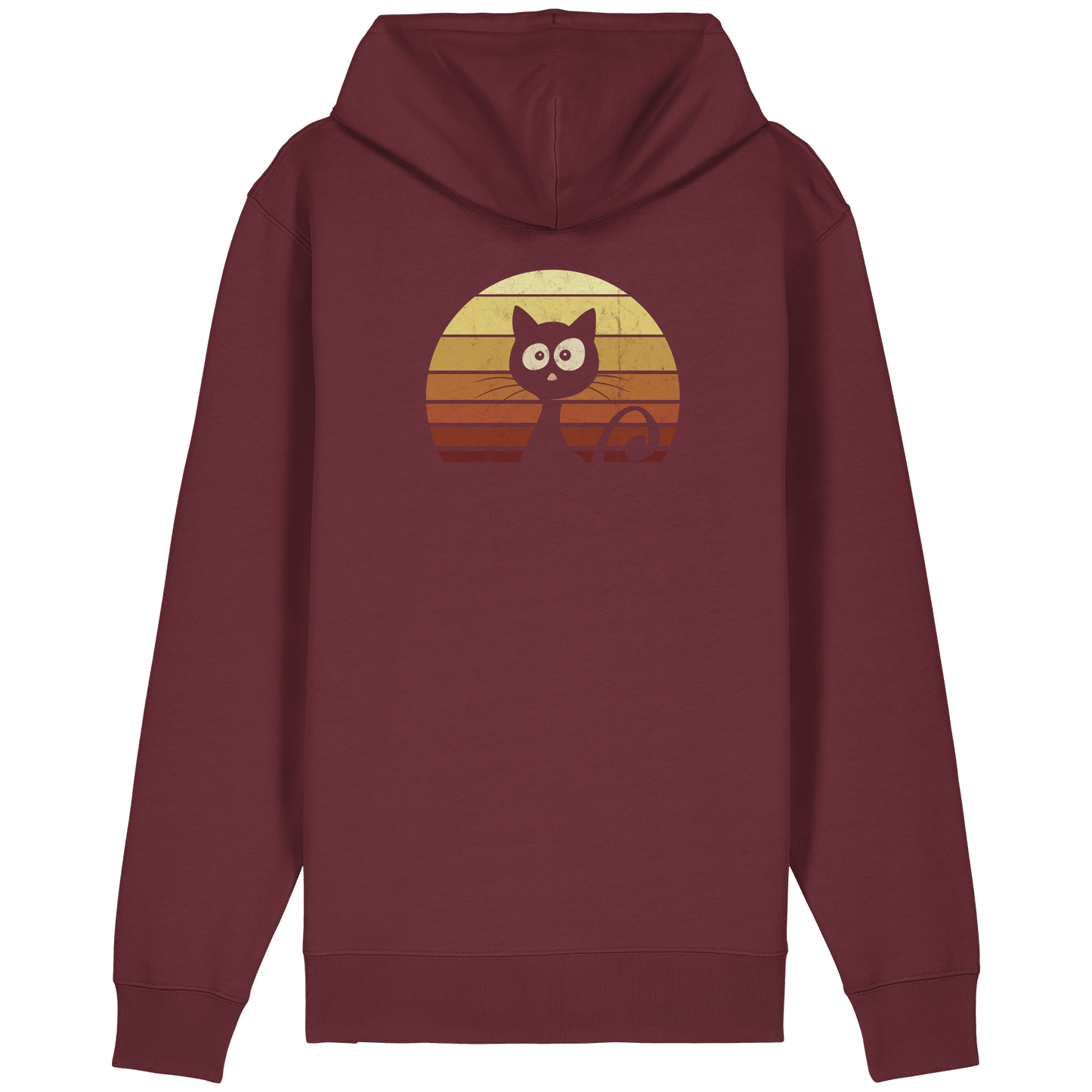 Katze vor Retro Sonnenuntergang - Organic Relaxed Zipper