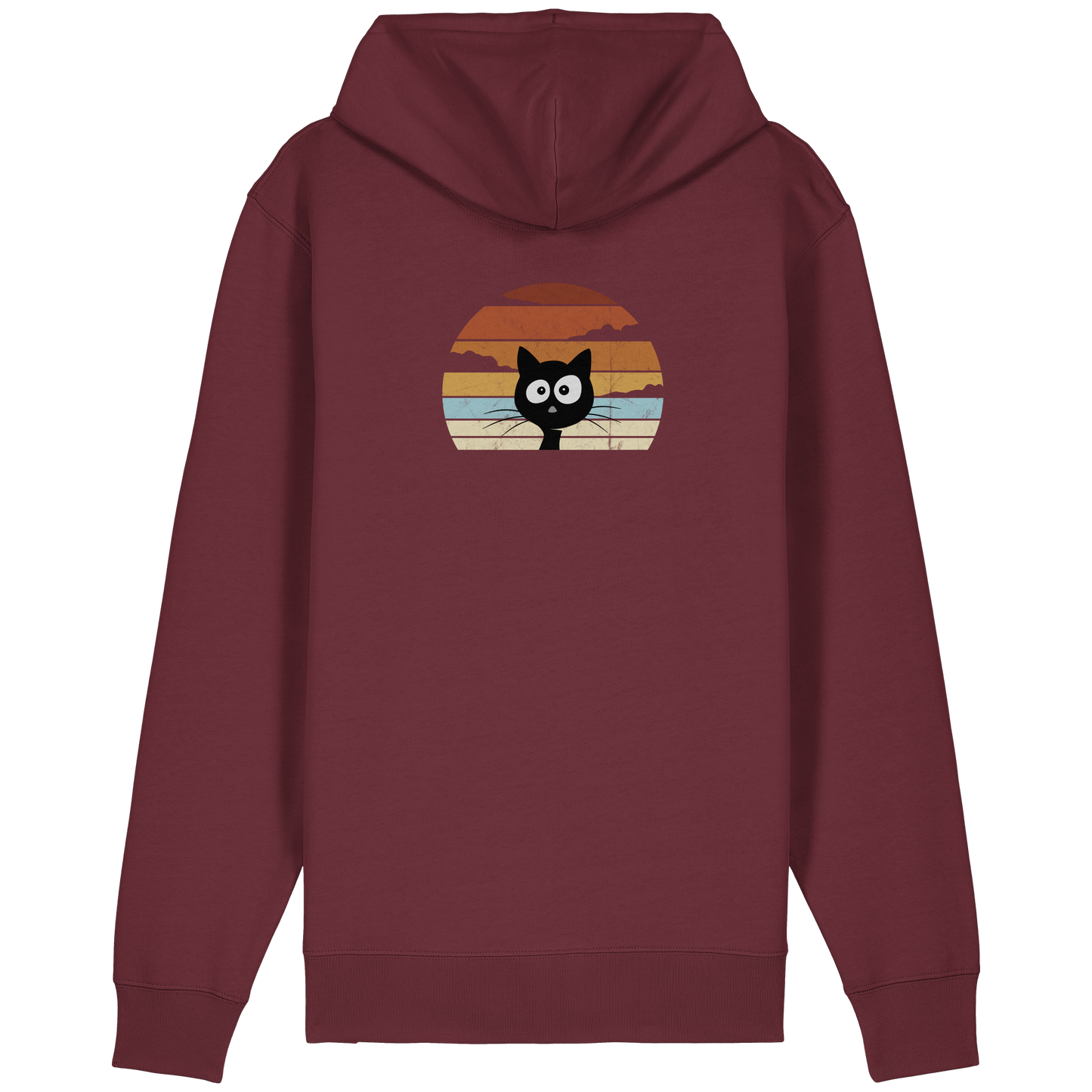 Retro schwarze Katze vor Sonnenuntergang - Organic Relaxed Zipper