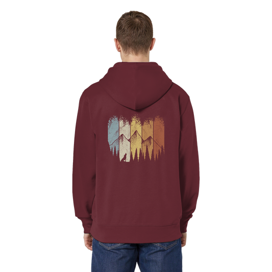 Retro Wald, Berge und Wolf - Organic Relaxed Zipper