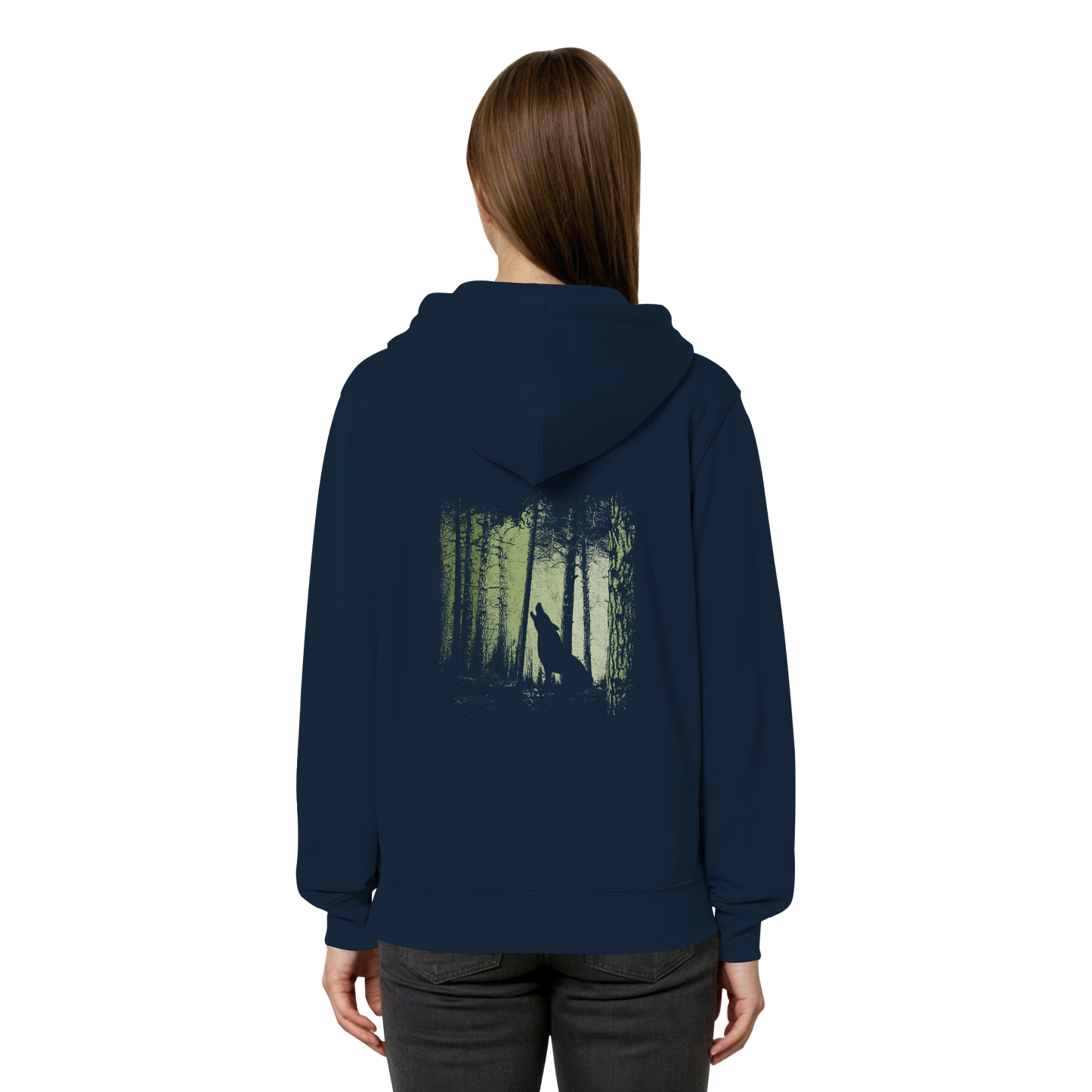 Einsamer Wolf im Zwielicht Wald - Organic Relaxed Zipper