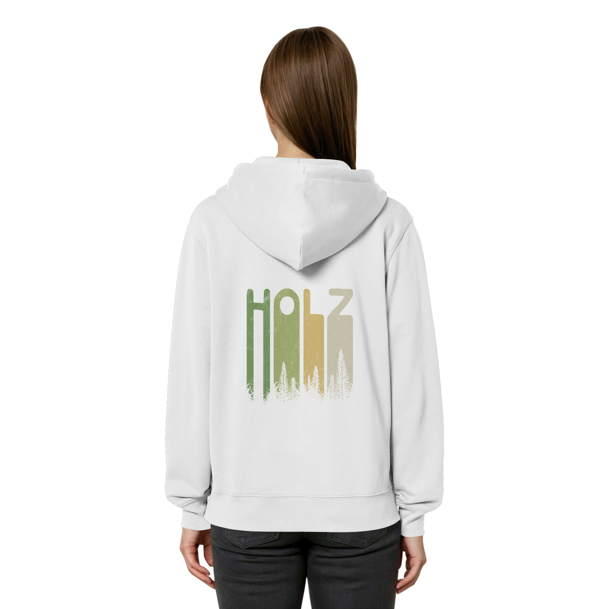 Holz Retro Wald Schriftzug - Organic Relaxed Zipper
