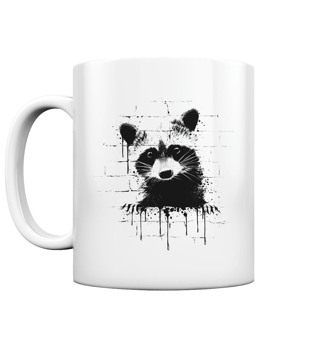 Funky Street Art Waschbär - Tasse glossy