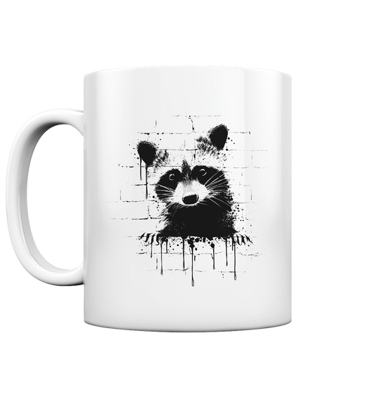 Funky Street Art Waschbär - Tasse glossy