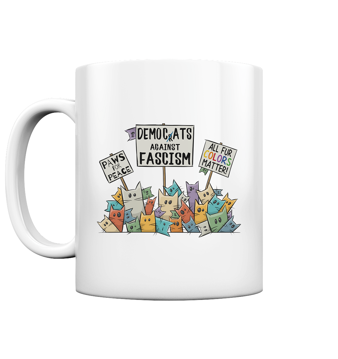 Demo-Katzen gegen Faschismus und für Vielfalt - Tasse glossy