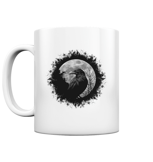 Schwarzer Rabe bei Vollmond - Tasse glossy