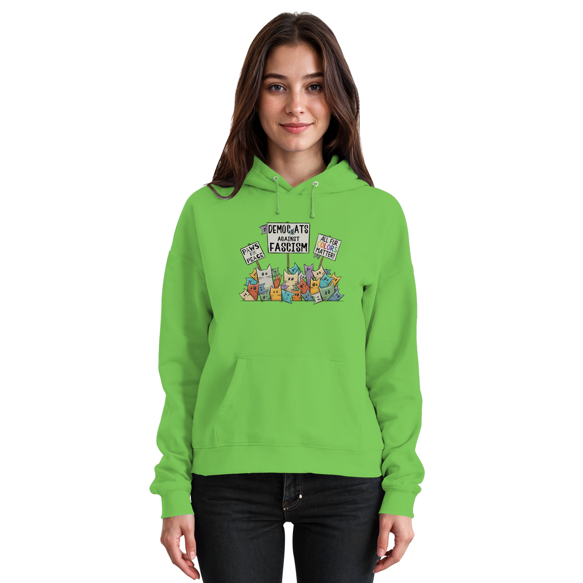 Demo-Katzen gegen Faschismus und für Vielfalt - Basic Unisex Hoodie