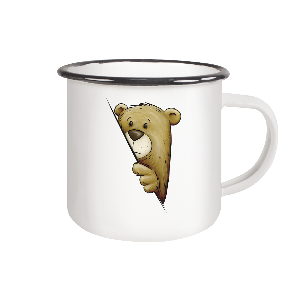Funky Bär Illustration - Emaille Tasse (Black)