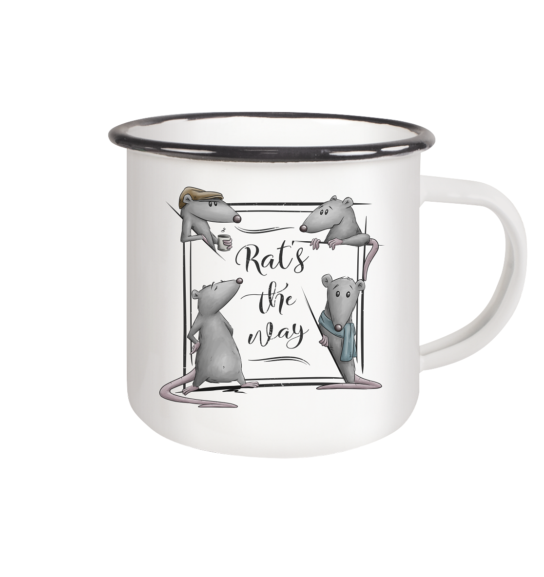 Rat’s The Way Kaffeehaus Ratten - Emaille Tasse (Black)