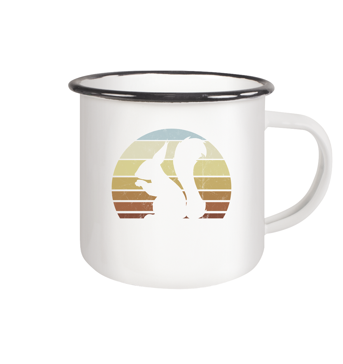 Retro Eichhörnchen Silhouette - Emaille Tasse (Black)