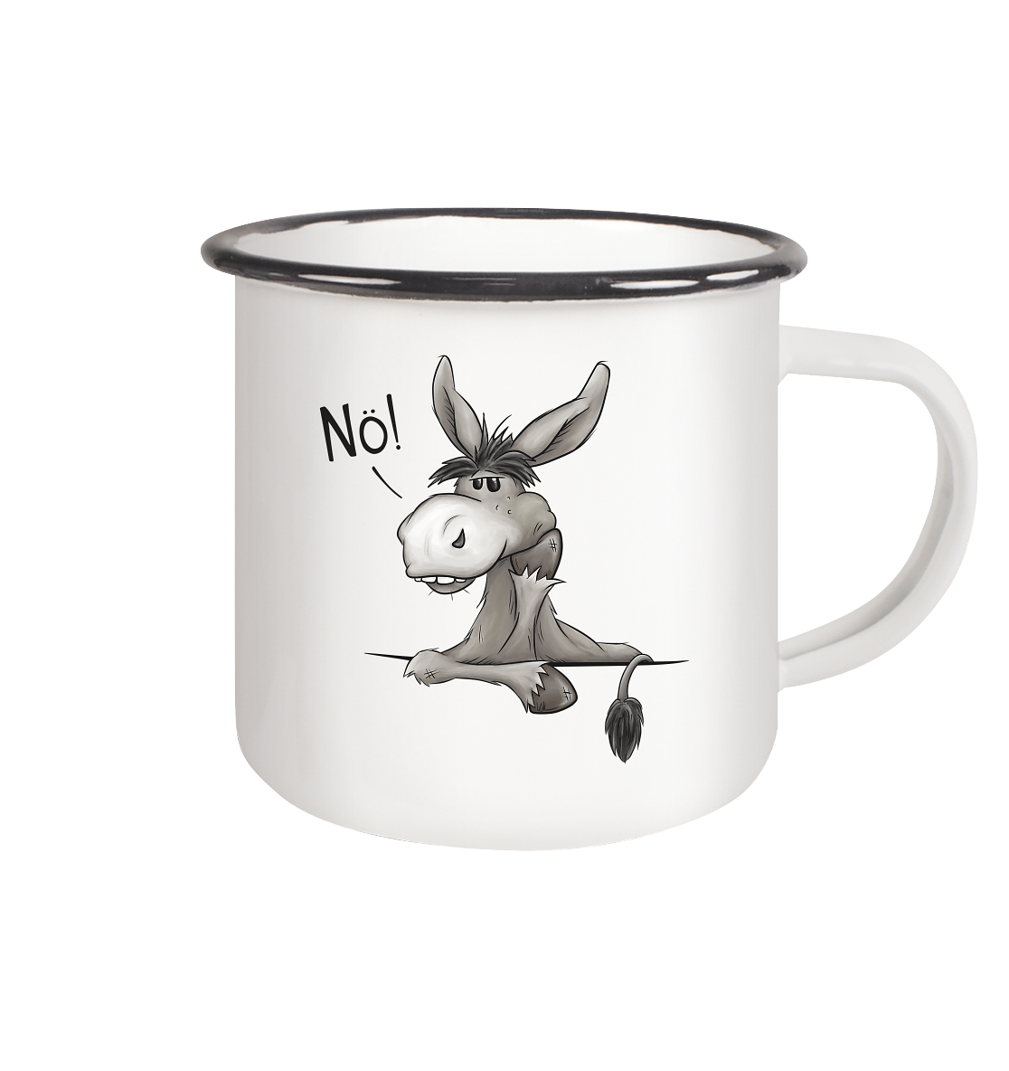 Nö! Störrischer Esel - Emaille Tasse (Black)