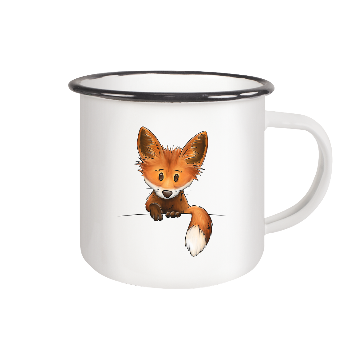 Funky Fuchs - Emaille Tasse (Black)