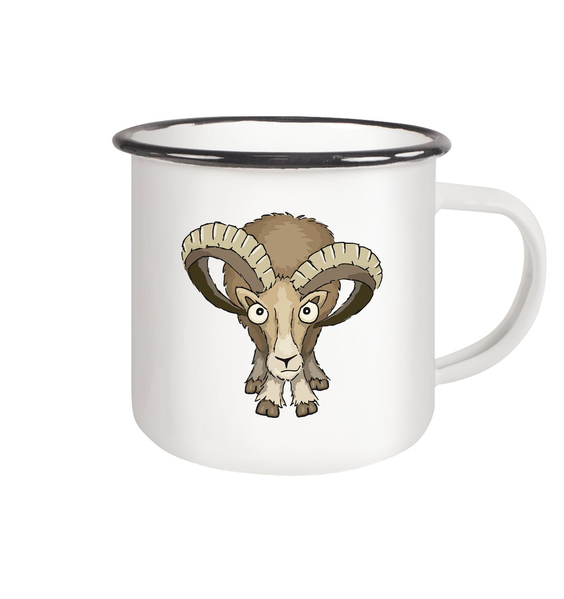 Bockiges Mufflon Widder Schafbock - Emaille Tasse (Black)