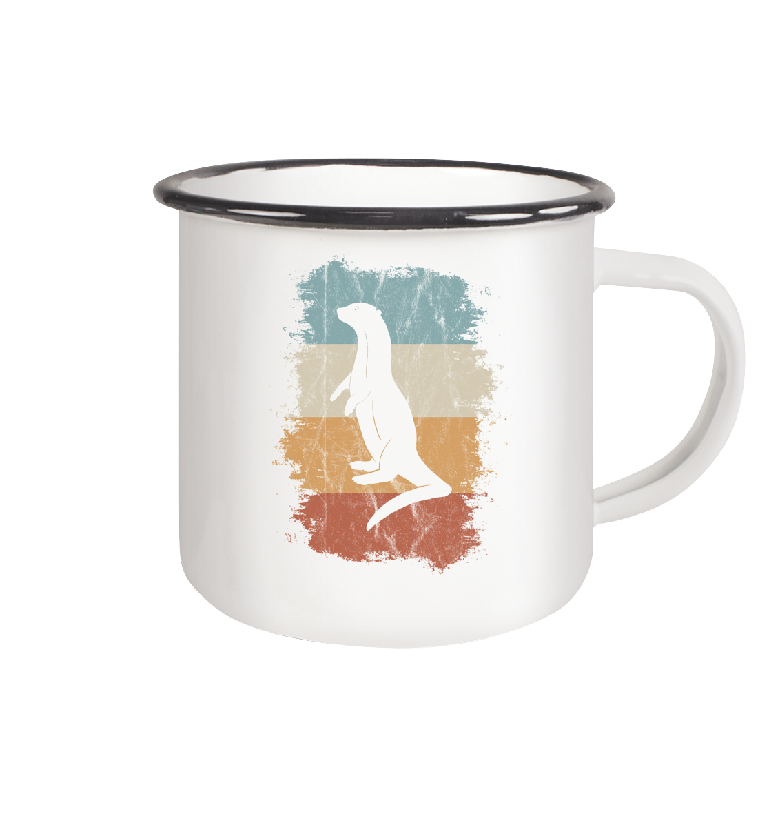 Retro Otter Fischotter Silhouette - Emaille Tasse (Black)