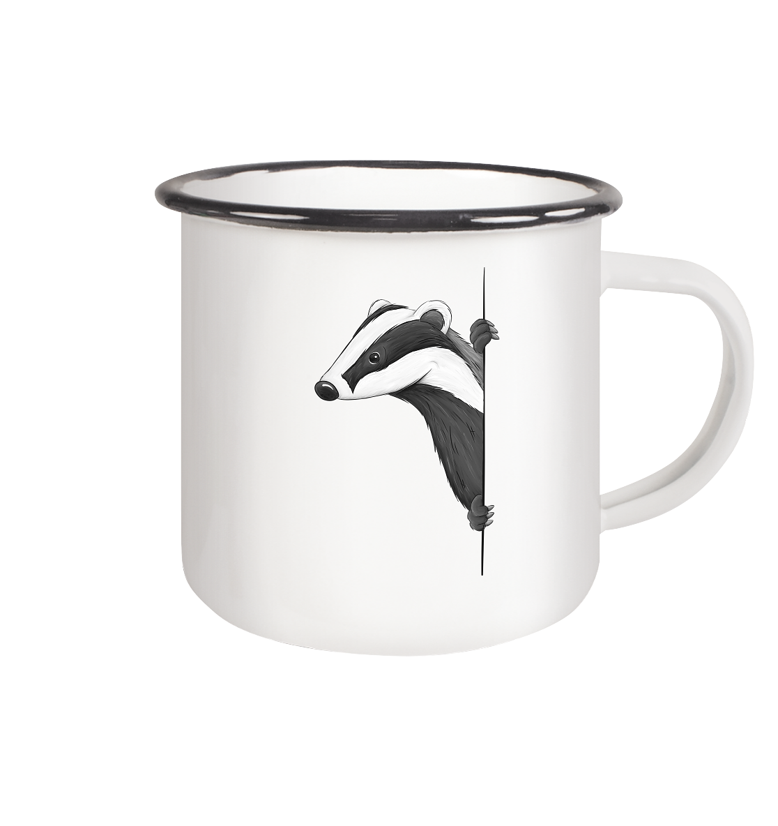 Lässiger Dachs Meister Grimbart - Emaille Tasse (Black)