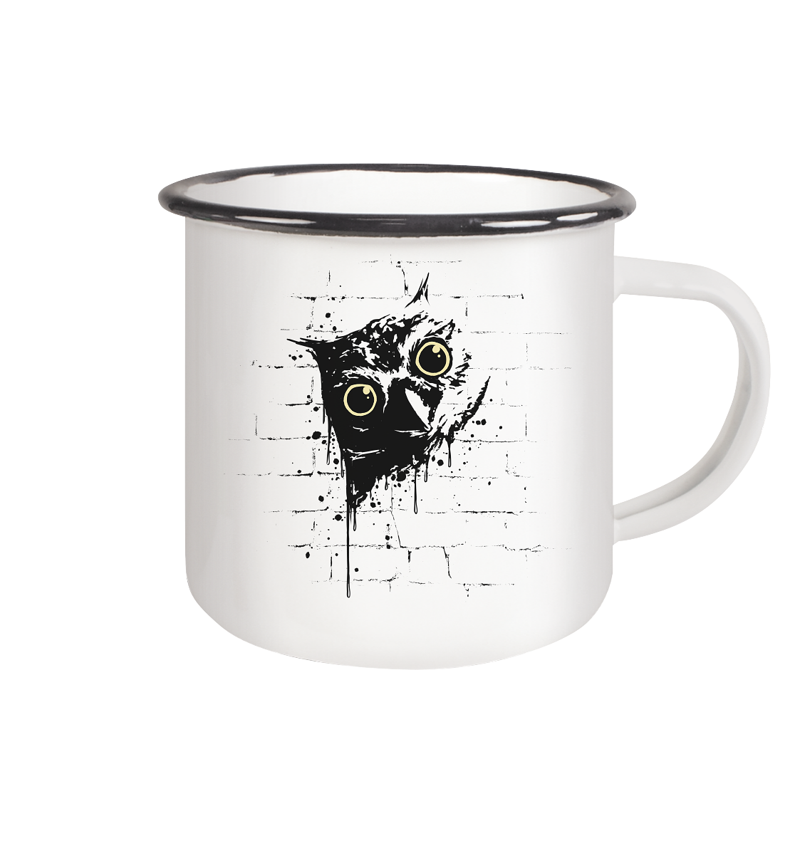 Lässige Street Art Eule - Emaille Tasse (Black)
