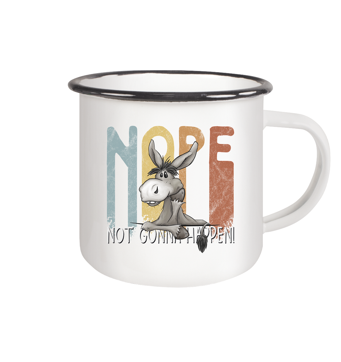 Nope | bockiger Esel - Emaille Tasse (Black)