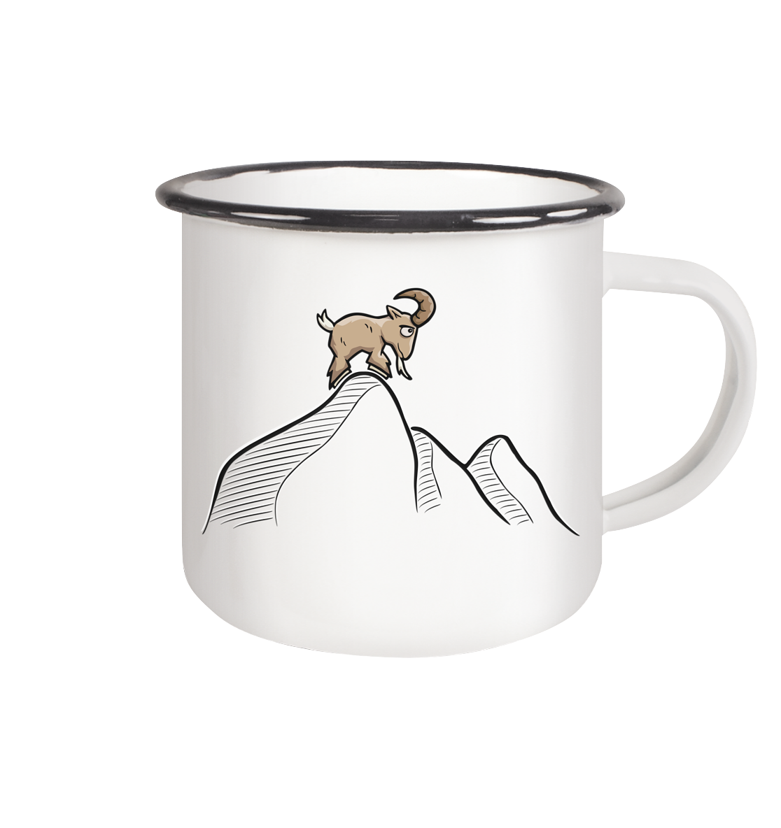 Ziegenbock in den Bergen - Emaille Tasse (Black)