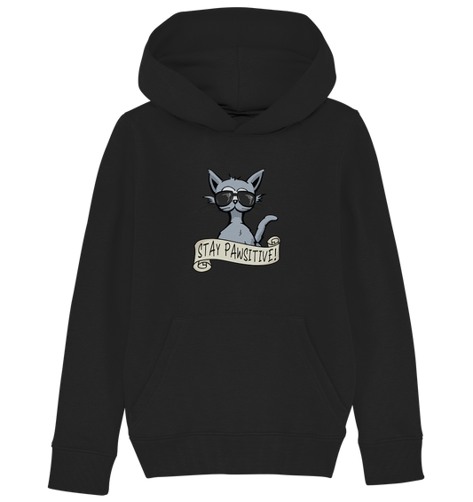 Stay Pawsitive Bleib lässig Hipster Katze - Kids Organic Hoodie