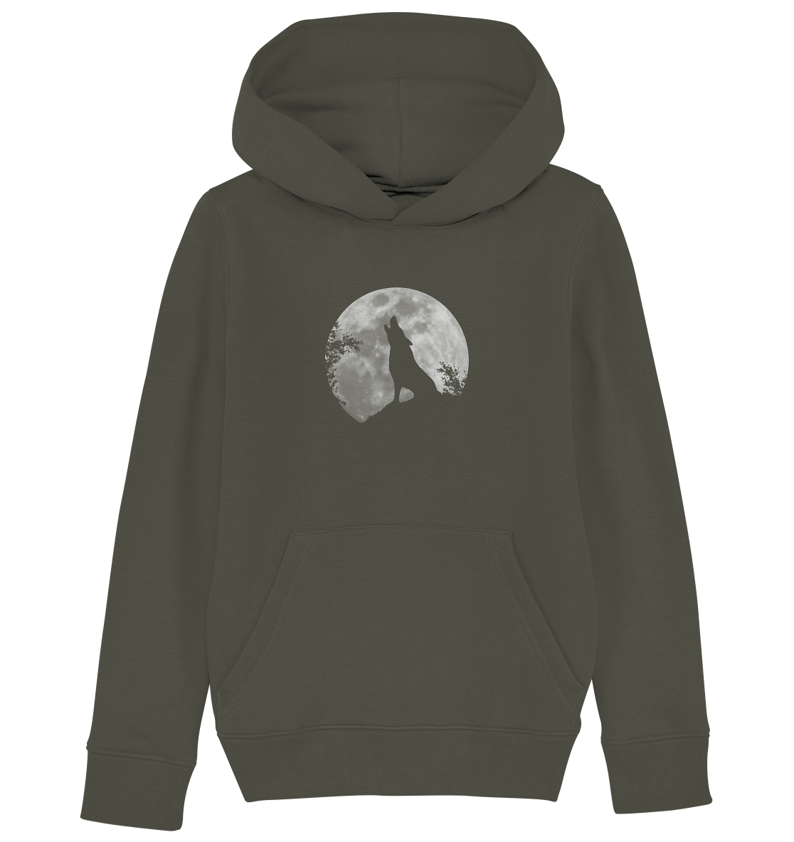 Heulender Wolf Silhouette vor Vollmond - Kids Organic Hoodie