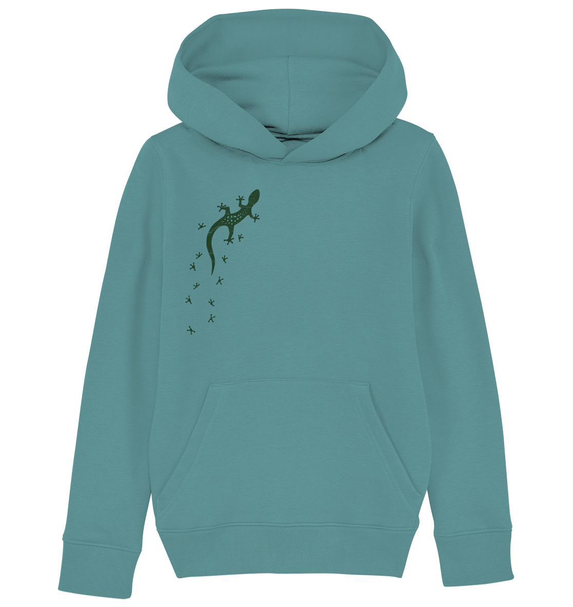 Gecko Eidechse Silhouette dunkel - Kids Organic Hoodie