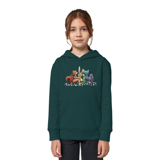 All Colors Matter! Regenbogen Tiere für Vielfalt - Kids Organic Hoodie