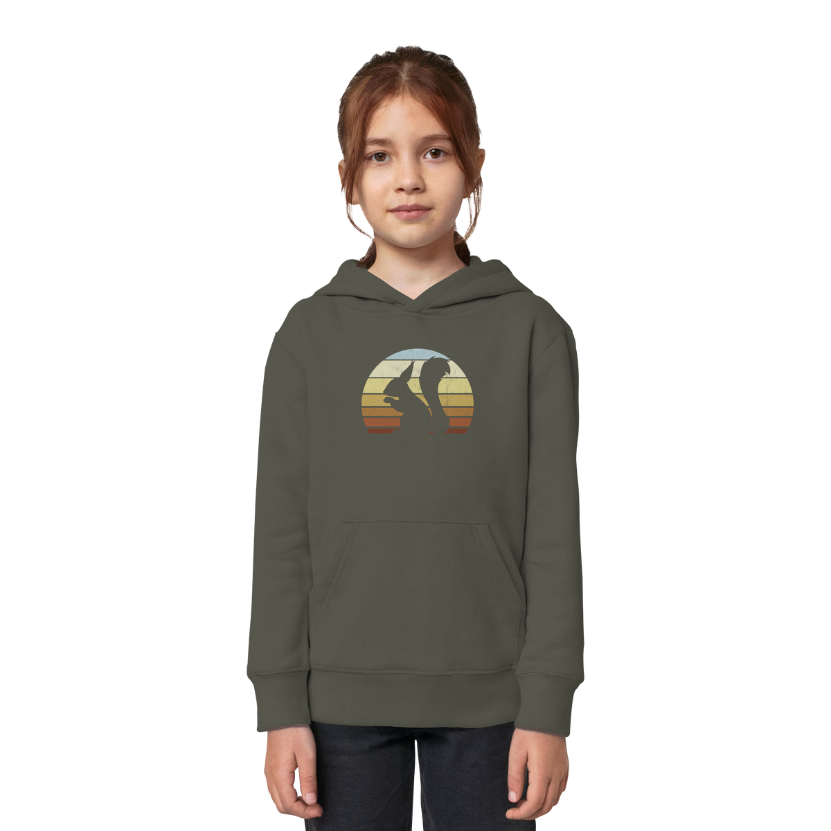Retro Eichhörnchen Silhouette - Kids Organic Hoodie