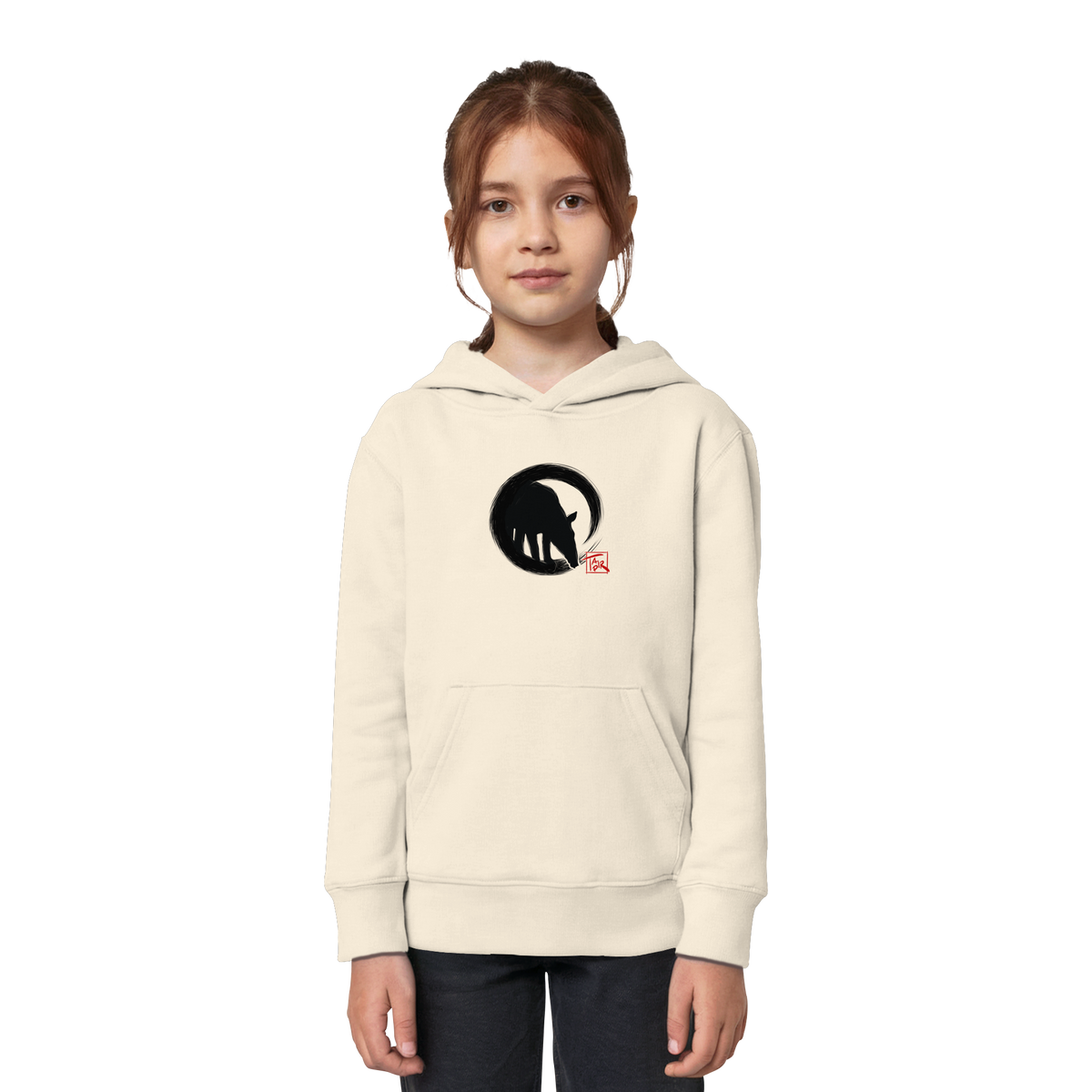 Zen Tapir im japanischen Enso Kreis - Kids Organic Hoodie