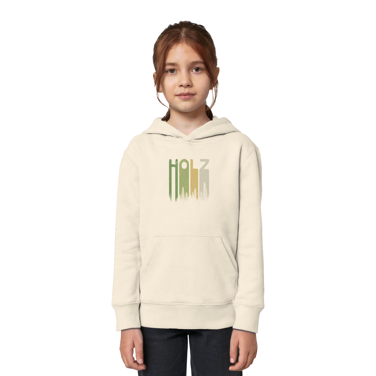 Holz Retro Wald Schriftzug - Kids Organic Hoodie