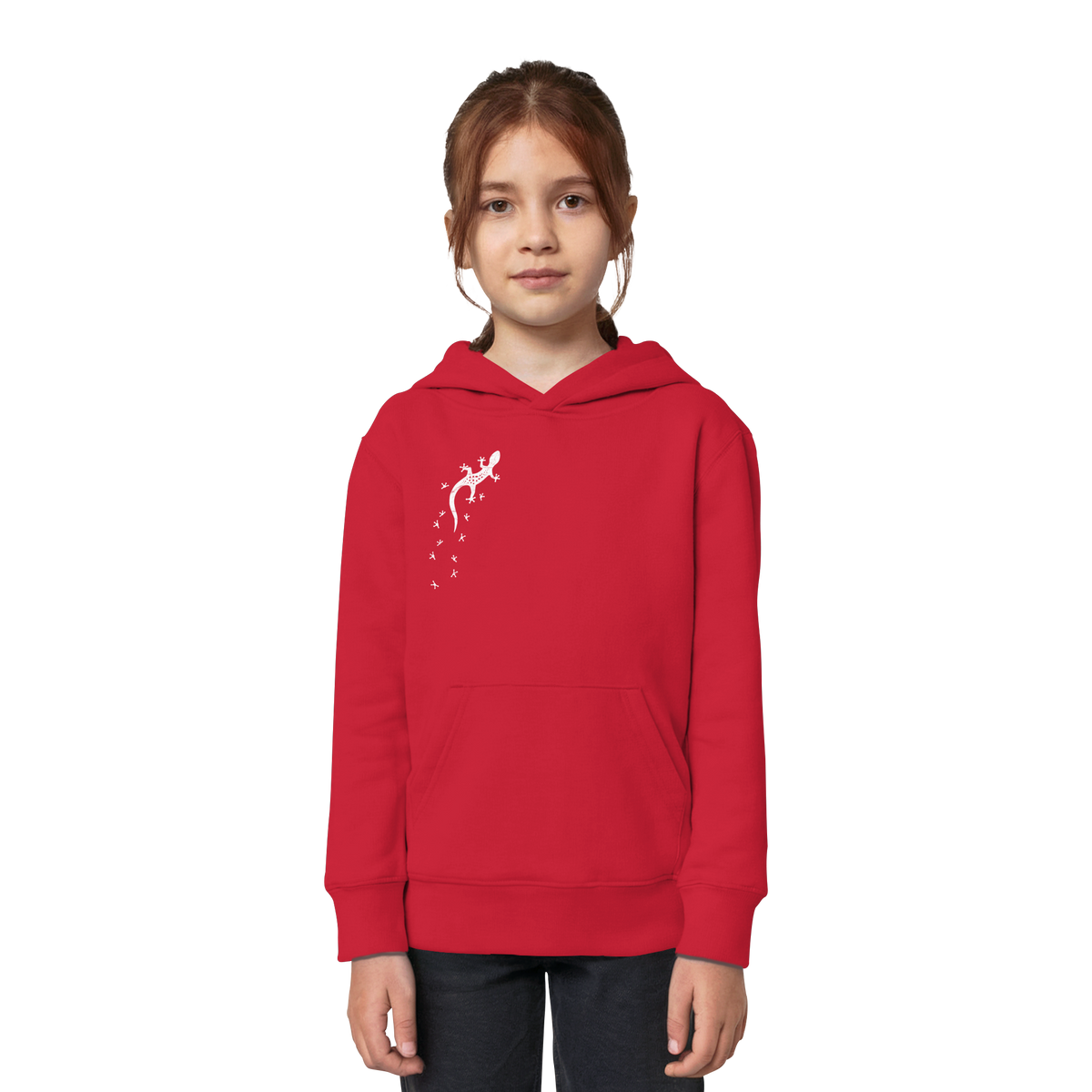 Gecko Eidechse Silhouette hell - Kids Organic Hoodie