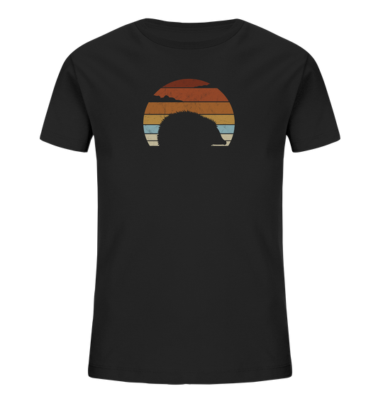 Retro Igel Silhouette im Sonnenuntergang - Kids Organic Shirt
