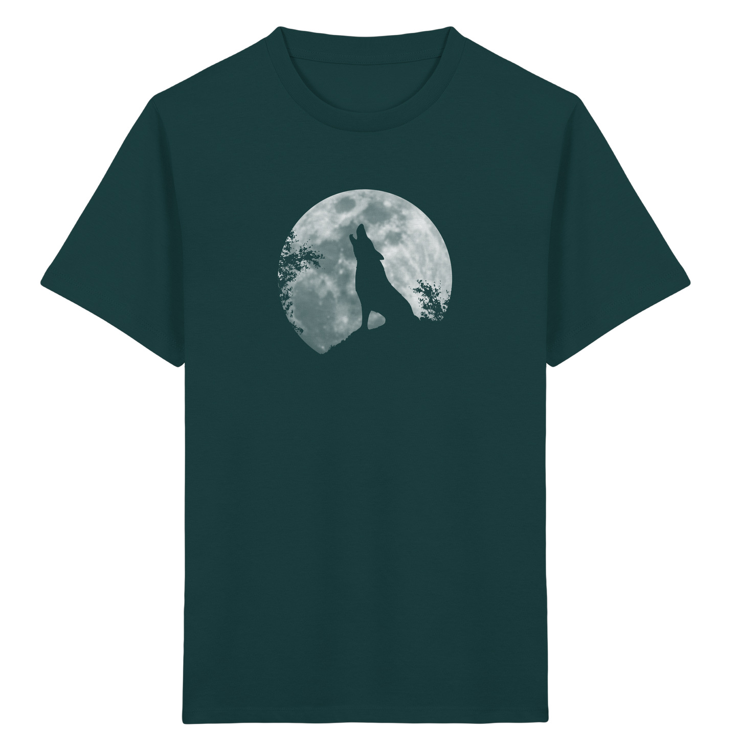 Heulender Wolf Silhouette vor Vollmond - Kids Organic Shirt