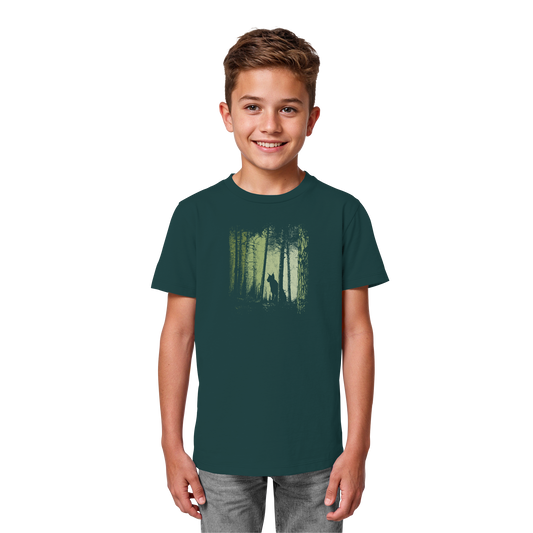 Luchs Wildkatze im Zwielicht Wald - Kids Organic Shirt