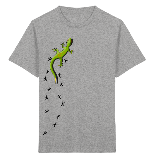 Kletternder Gecko mit Spuren - Kids Organic Shirt