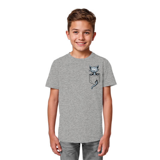 Verrückte Katze in Deiner Brust-Tasche - Kids Organic Shirt