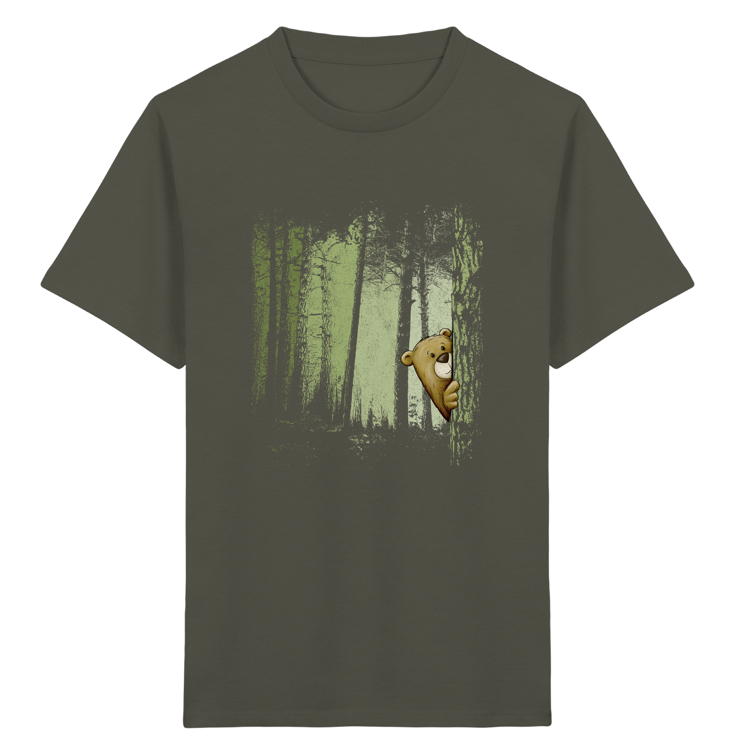 Comic Bär versteckt im Zwielicht Wald - Kids Organic Shirt