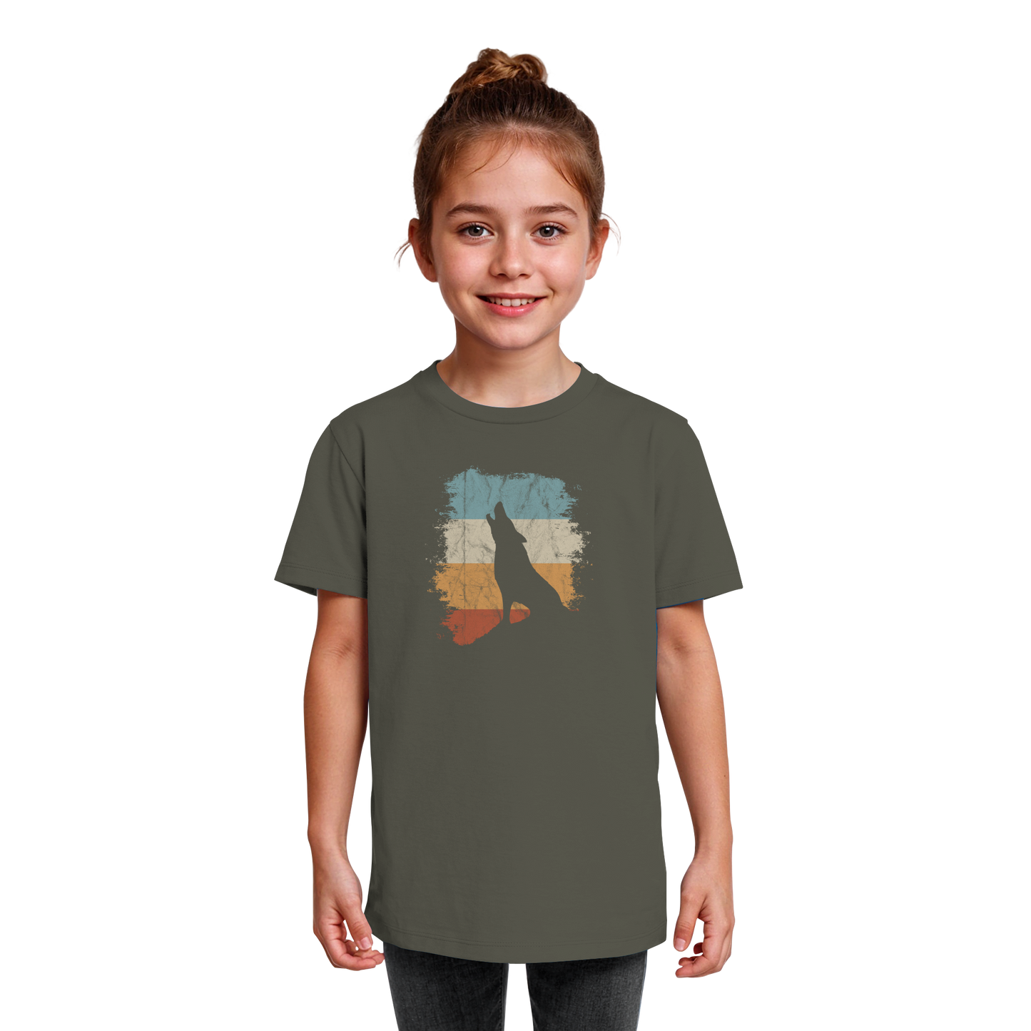 Retro Style lässig heulender Wolf - Kids Organic Shirt