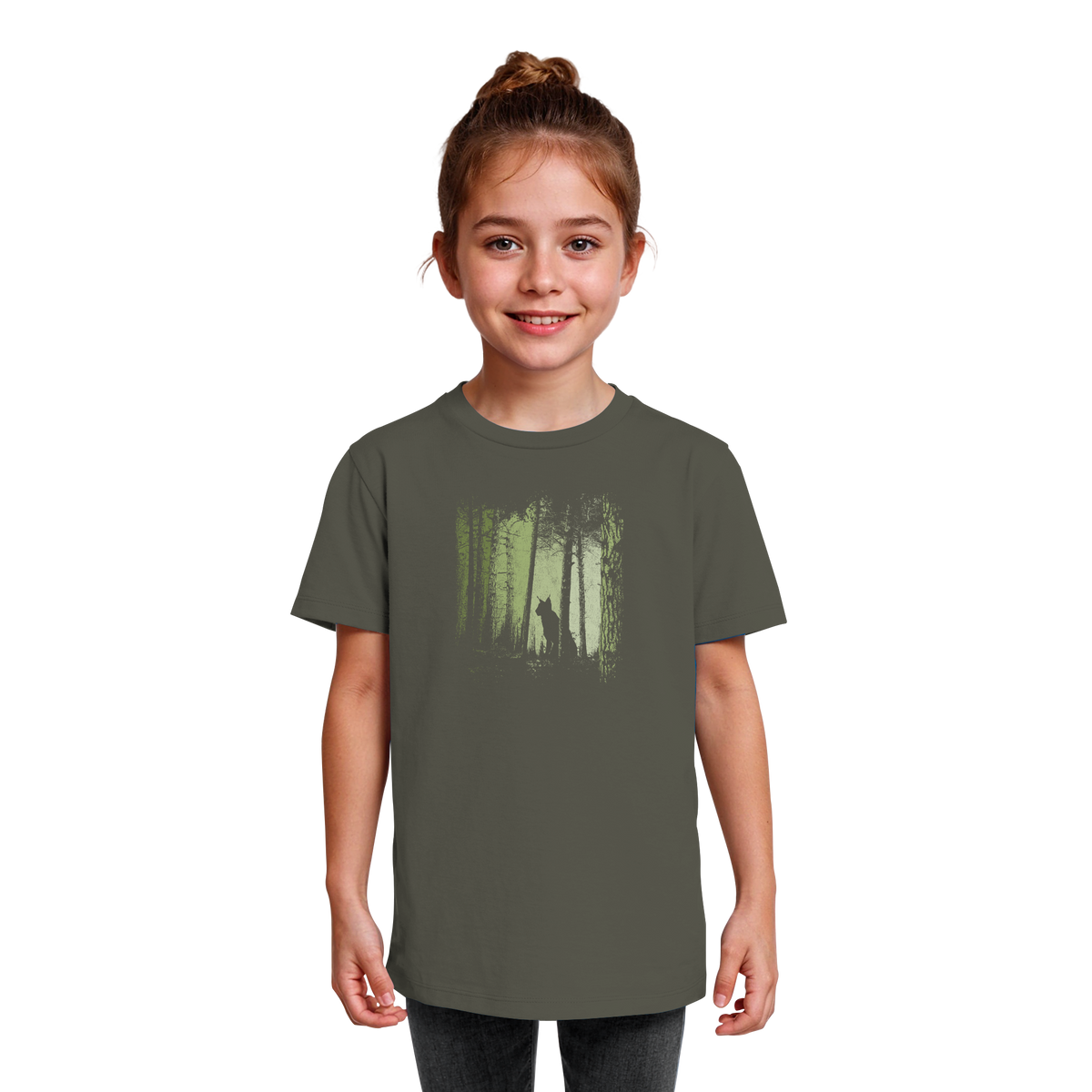 Luchs Wildkatze im Zwielicht Wald - Kids Organic Shirt